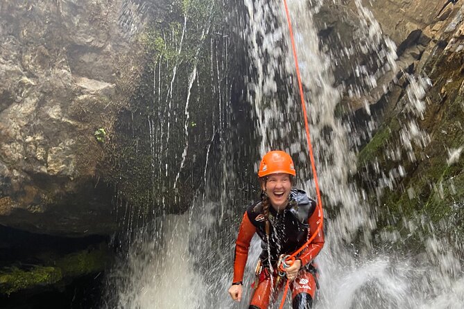 Adrenaline Canyoning Kelowna - Entering the canyon by rappel and slide