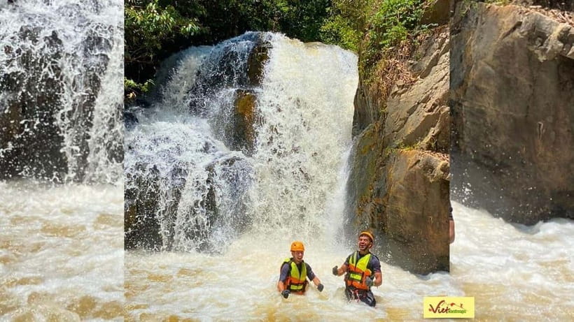 Dalat: Canyoning Extreme Adventure Vietnam - A 70-meter zipline reaches the river