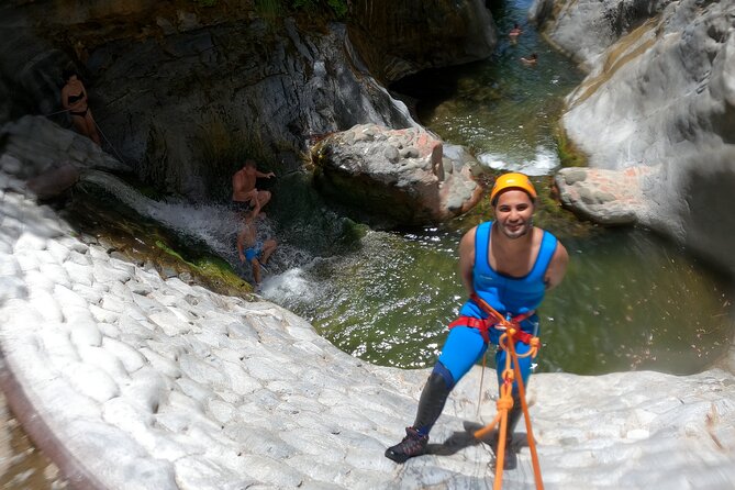 From Estepona: Guided Canyoning Tour on the Guadalmina River - Learning the four-meter rappel