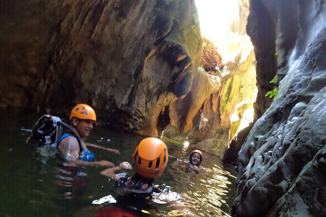 From Estepona: Guided Canyoning Tour on the Guadalmina River - Getting suited up for the river