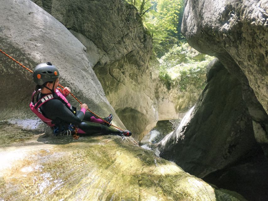 From Interlaken: Canyoning Chli Schliere - Jumps and slides shaped by water levels