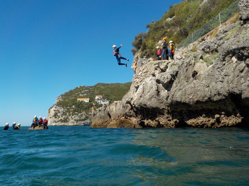 Portinho da Arrábida: Coasteering Boat Tour - Boat support and possible dolphin sightings